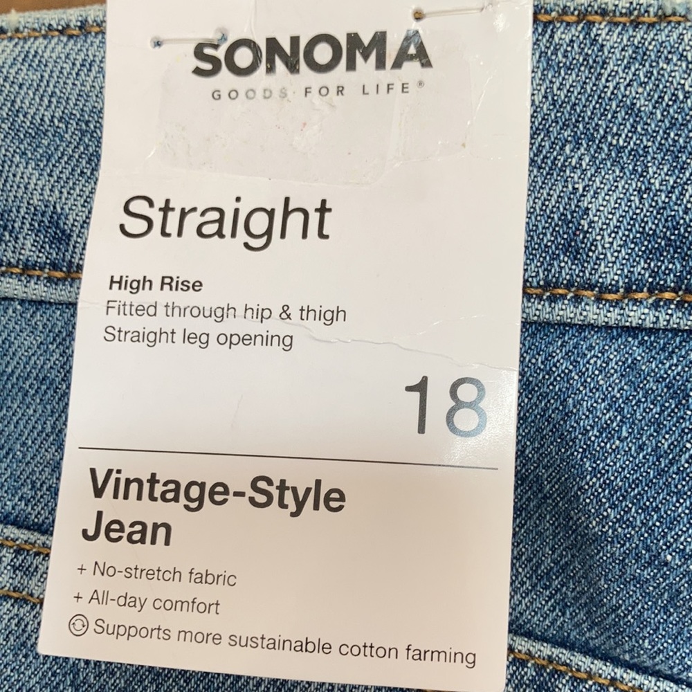 Sonoma high rise straight vintage style jean size 18 - Picture 4 of 14
